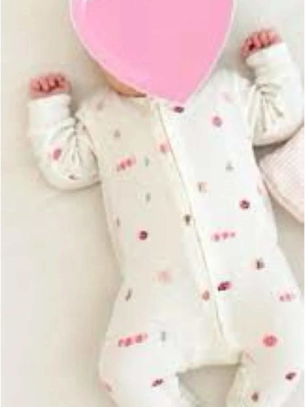 Carter's Cream Footed One-Piece with Pink Ladybug Feet